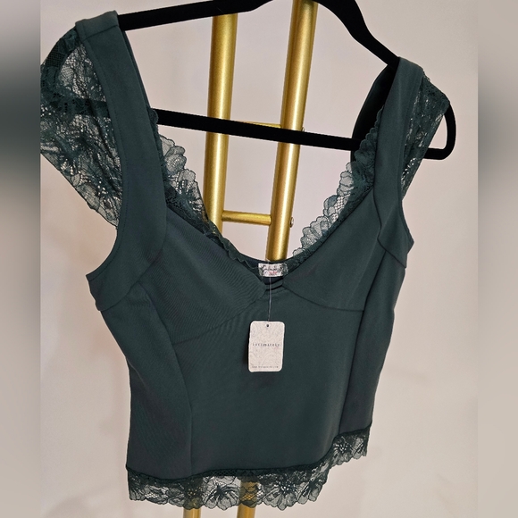 Green Pineneedle Better Not Lace Cami By Intimately FP Free People M - Picture 6 of 10
